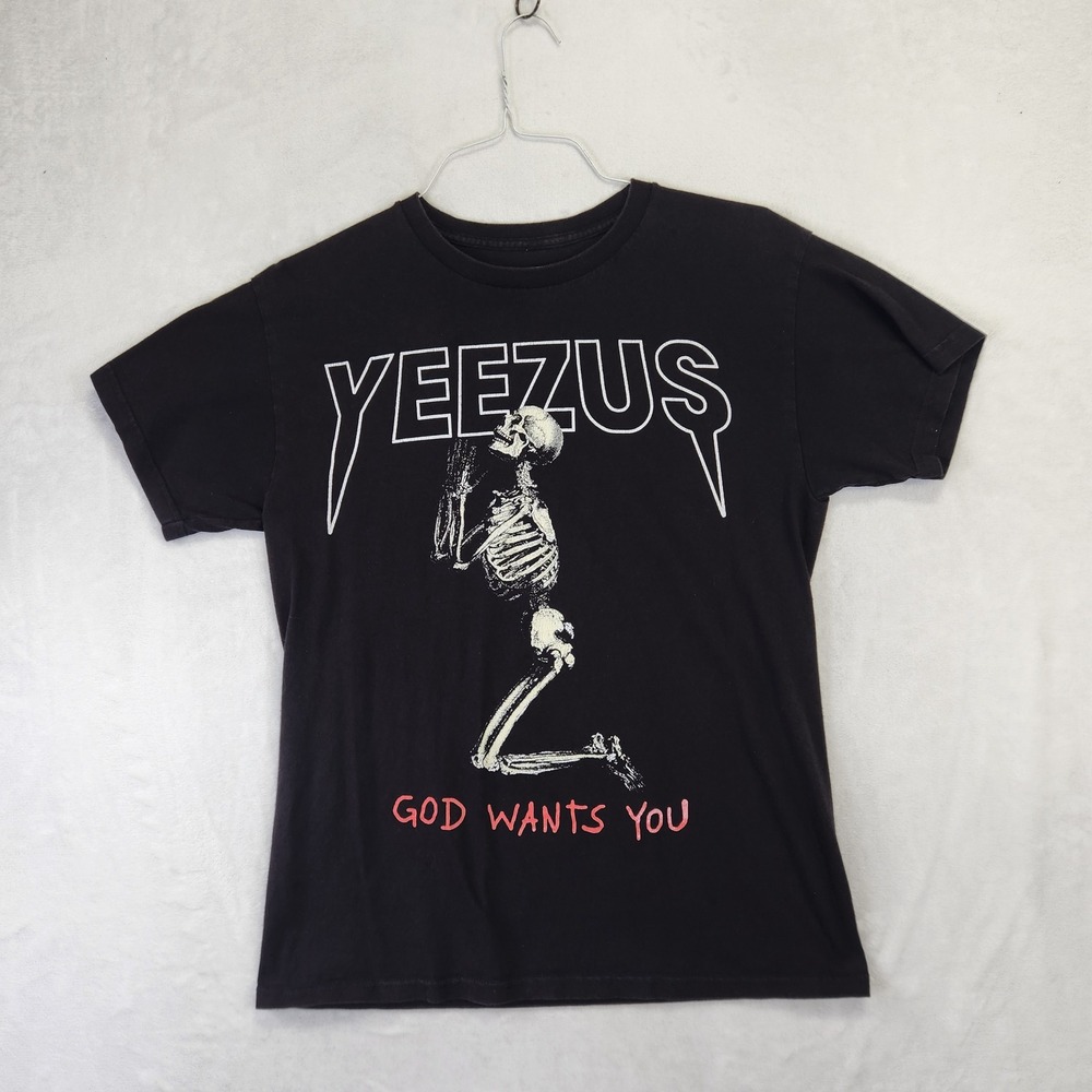 Kanye West Yeezus Tour Skeleton God Wants You‎ Black Graphic T-Shirt Mens Medium